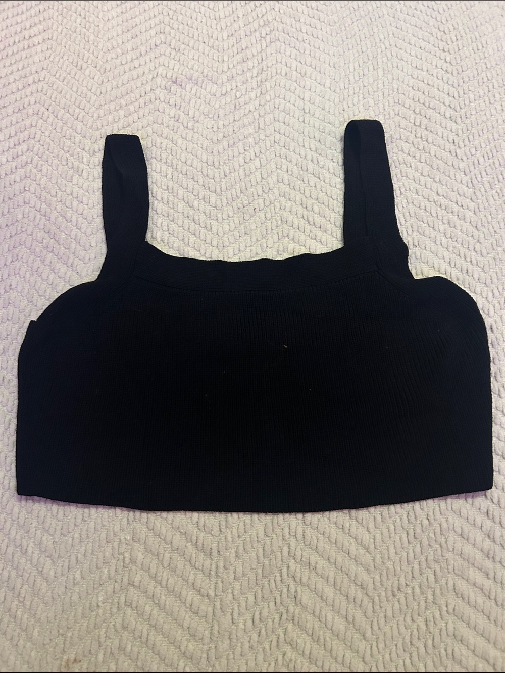 Wilfred Black Ribbed Square-Neck Crop Top